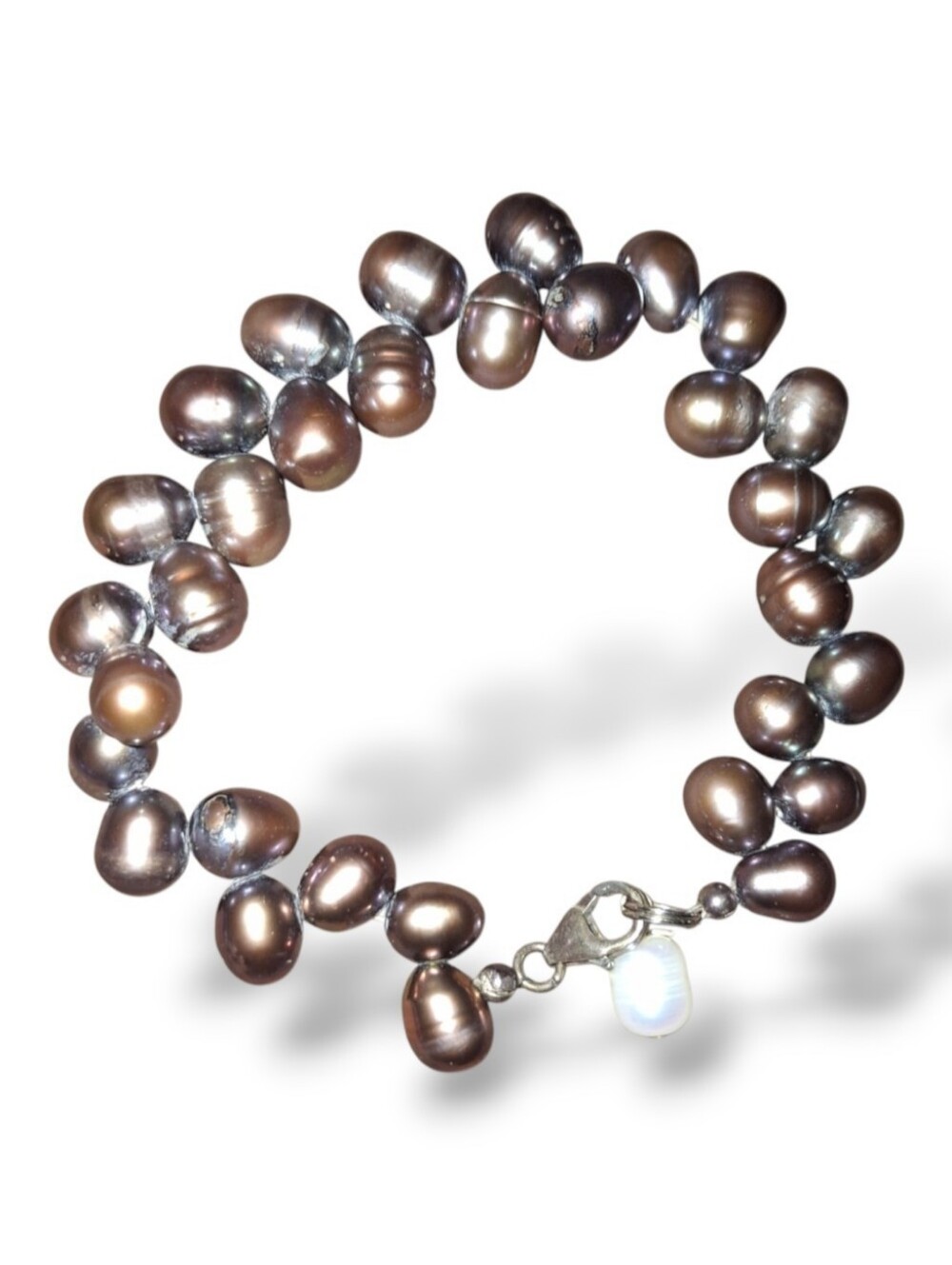 925 Genuine Pearl Bracelet 7in Dark Pearl Luster Minimalist Gem Jewelry